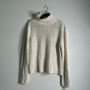 Inc white turtle neck blinking sweater size large holiday
